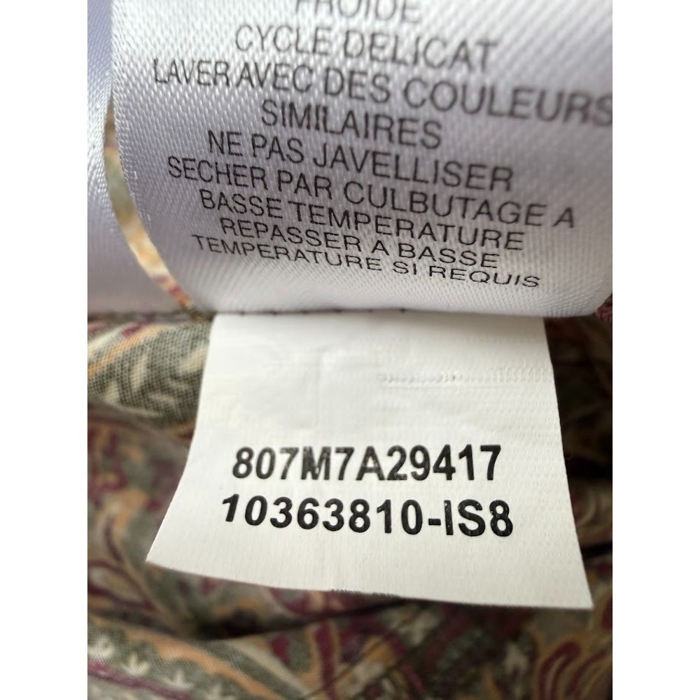 Jones New York Shirt Women XL Fall Colors Paisley Multicolor Cotton Boho V Neck - Picture 14 of 15